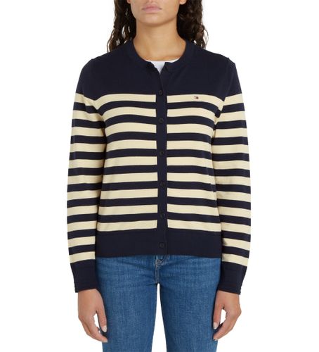 Til kvinder. WW0WW42370 Strikket cardigan med rund hals navy (S), Casual, Bomuld - Tommy Hilfiger - Modalova