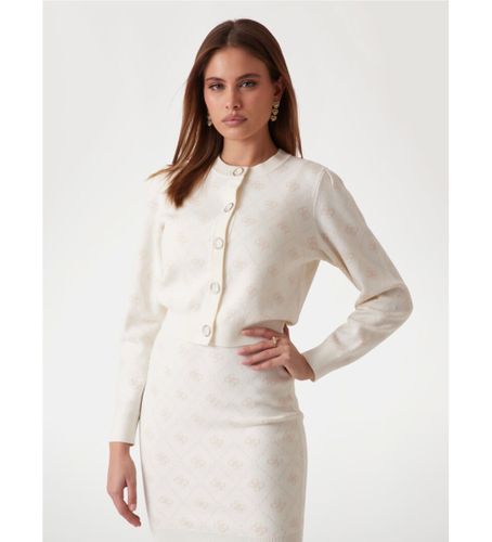 Til kvinder. W4BR0DZ3JD2 Cardigan i uldblanding logo 4g (L), Casual, Polyester - Guess - Modalova