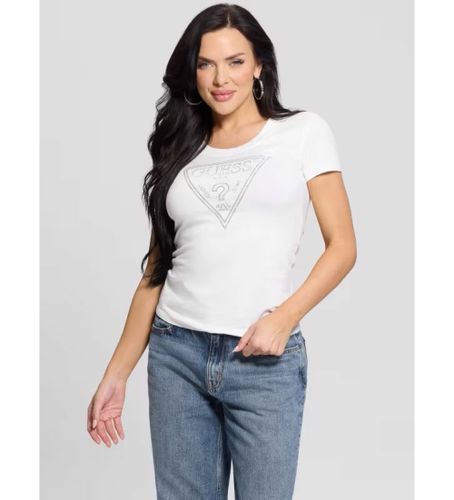 Til kvinder. W5RI11J1314 T-shirt-logo Skinnende (M), Casual, Bomuld, Korte ærmer - Guess - Modalova