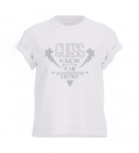 Til kvinder. W5RI06I3Z14 Sleeves Strass T-shirt (XS), Casual, Bomuld, Korte ærmer - Guess - Modalova