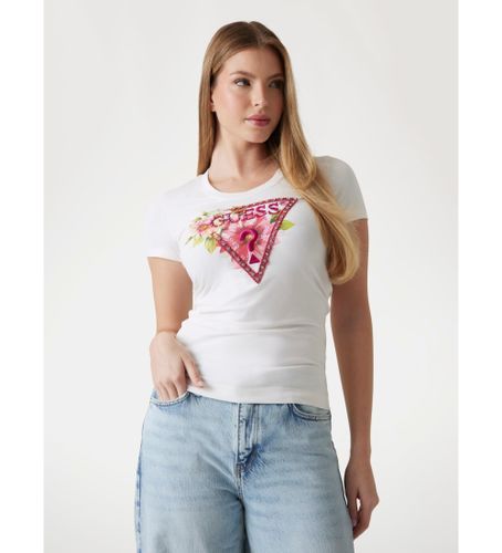 Til kvinder. W5GI10J1314 Triangle Beads T-shirt (S), Casual, Bomuld, Korte ærmer - Guess - Modalova