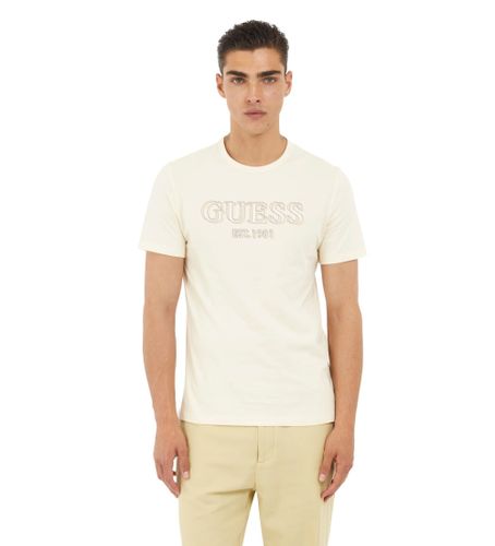 Til mænd. M5GI07I3Z14 Off-white T-shirt med logo (S), , Casual, Bomuld, Korte ærmer - Guess - Modalova