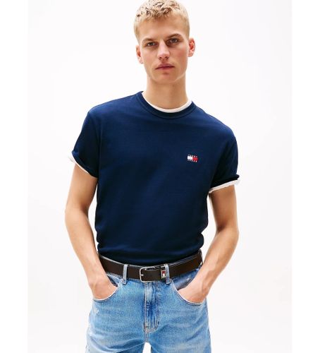 Til mænd. DM0DM20322 T-shirt med Tommy navy-patch (L), Casual, Bomuld, Korte ærmer - Tommy Jeans - Modalova