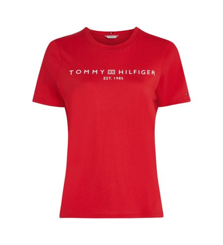Til kvinder. WW0WW40276 T-shirt med rødt logo (M), Casual, Bomuld, Korte ærmer - Tommy Hilfiger - Modalova