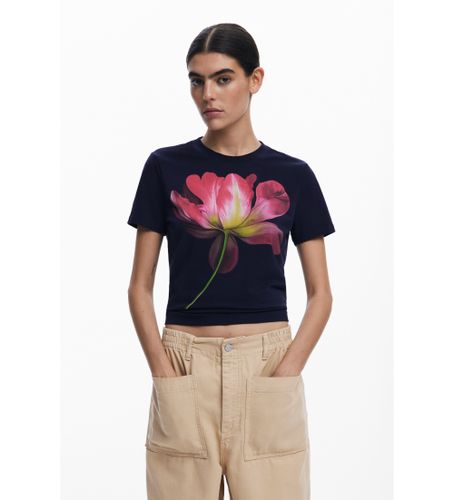 Til kvinder. 25SWTK24 T-shirt stor blomst (M), Casual, Bomuld, Korte ærmer - Desigual - Modalova