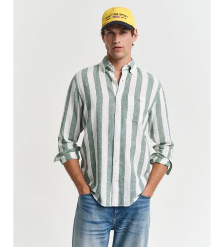 Til mænd. 3250043 Reg-skjorte i hør og bomuld med grønne og hvide striber (XL), Casual, Linned, Lange ærmer - Gant - Modalova