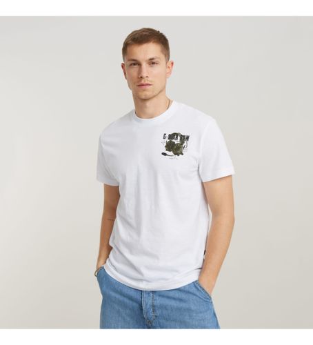 Til mænd. D24687-C372-110 T-shirt med hovedtelefoner, (L), Casual, Korte ærmer, Økologisk bomuld, Bæredygtig - G-Star - Modalova