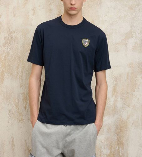 Til mænd. 25SBLUH02194 Logo T-shirt Gommatofaxon marine (S), Casual, Bomuld, Korte ærmer - Blauer - Modalova