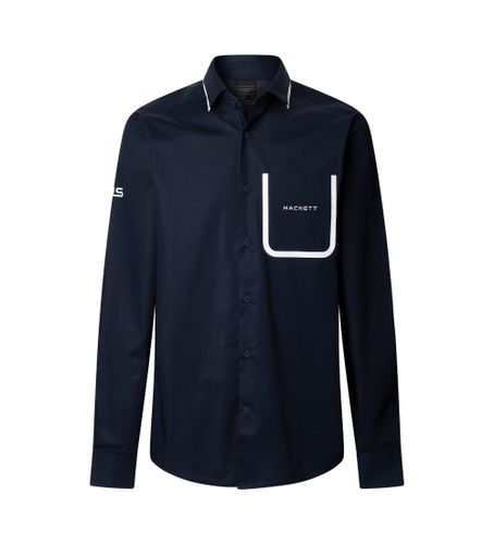 Til mænd. HM3010309 Navy skjorte med skræddersyet pasform (L), Casual, Bomuld, Lange ærmer - Hackett London - Modalova