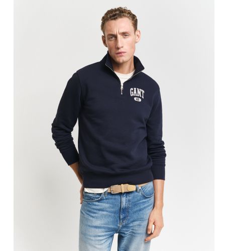 Til mænd. 2044010 Sweatshirt med halv lynlås og navy 49 Arch-design (L), Casual, Bomuld, Bæredygtig - Gant - Modalova