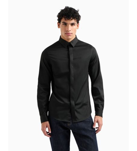 Til mænd. 8NZCBDZN10ZUB001 Slim fit-skjorte i sateen-bomuld med stretch (L), Casual, Lange ærmer - Armani Exchange - Modalova