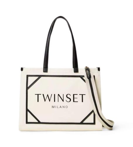 Til kvinder. 251TB7081 Shopper-taske i lærred med logo (OSFA), Casual, Kanvas - Twinset - Modalova
