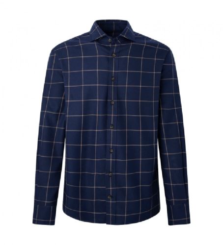 Til mænd. HM309619 Vinduesstribet skjorte navy (XXL), Casual, Bomuld, Lange ærmer, Blå - Hackett London - Modalova
