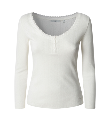 Til kvinder. PL506039 T-shirt Ramy (L), Casual, Bomuld, Lange ærmer, Økologisk bomuld, Bæredygtig - Pepe Jeans - Modalova