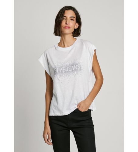 Til kvinder. PL506031 T-shirt med stribe (XS), Casual, Bomuld, Korte ærmer, Bæredygtig - Pepe Jeans - Modalova