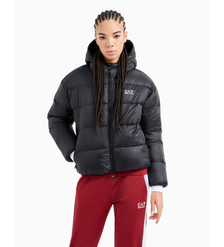 Til kvinder. 6DTB17_TNGPZ Skinnende quiltet bomberjakke med hætte, (M), Casual, Polyester - EA7 - Modalova