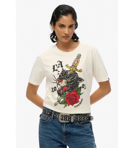 Til kvinder. W1011607A T-shirt i afslappet pasform med hvidt Neo Trad-tatoveringsmotiv (S), Casual, Bomuld, Korte ærmer - Superdry - Modalova