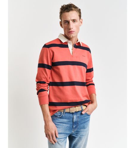 Til mænd. 2044013 Rugger stribet poloshirt i rødfarvet garn (M), Casual, Bomuld, Lange ærmer - Gant - Modalova