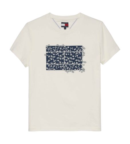 Til kvinder. DW0DW20897 T-shirt med i (L), Casual, Korte ærmer, Økologisk bomuld, Bæredygtig - Tommy Jeans - Modalova