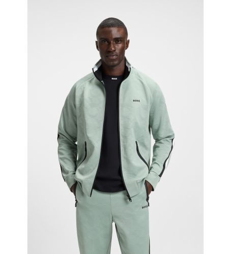 Til mænd. 50537370 Cirkulær jacquard-sweatshirt med lynlås og grønne sidestriber (XXL), Casual, Polyester - BOSS - Modalova