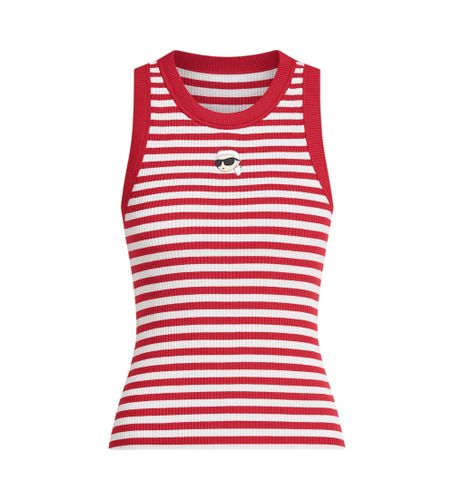Til kvinder. A3W17079 Ikon ribbet T-shirt (XS), Casual, Uden ærmer/stropper, Økologisk bomuld, Bæredygtig - Karl Lagerfeld - Modalova