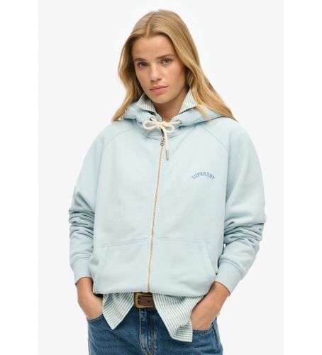 Til kvinder. W2012287A Hættetrøje med regulerede ærmer, lynlås og blåt Esssential-logo (S), Casual, Bomuld - Superdry - Modalova