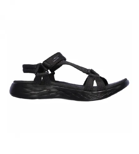 Til kvinder. 15316 On The Go 600 Sorte Brilliacy-sandaler (36), Stof, Fast, 1-3 cm, Velcro, Casual - Skechers - Modalova