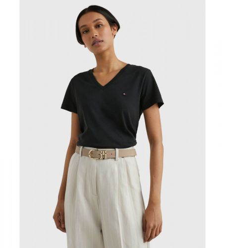 Til kvinder. WW0WW24969 Heritage V-hals T-shirt (XS), Casual, Korte ærmer, Økologisk bomuld, Bæredygtig - Tommy Hilfiger - Modalova