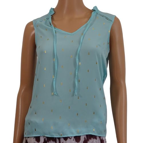 Top turquoise avec motifs ananas dorés- Naf Naf - Taille XS - naf-naf - Modalova