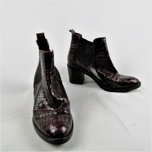 Bottines Mascarpone bay effet Croco Rouge Bordeaux  talons - Pointure 40 - Label Emmaus - Modalova