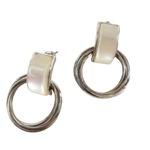 Boucles d'oreilles en métal et nacre - Label Emmaus - Modalova