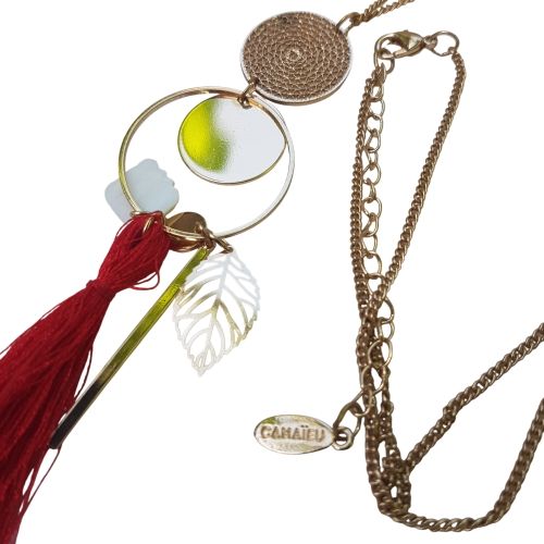 Collier sautoir doré avec pompon - Camaïeu - Modalova