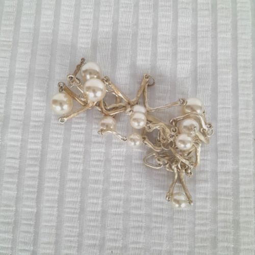 COLLIER, Ras de Cou fantaisie, mtal et 11 boules, , sign - biche de bere - Modalova