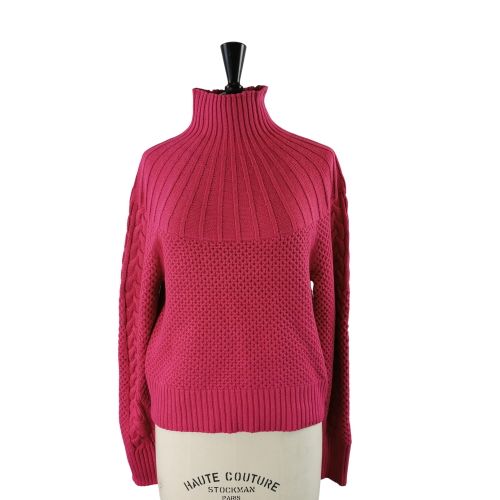 Pull col montant maille texturée – Taille M (estimée) – - Fuchsia - Modalova