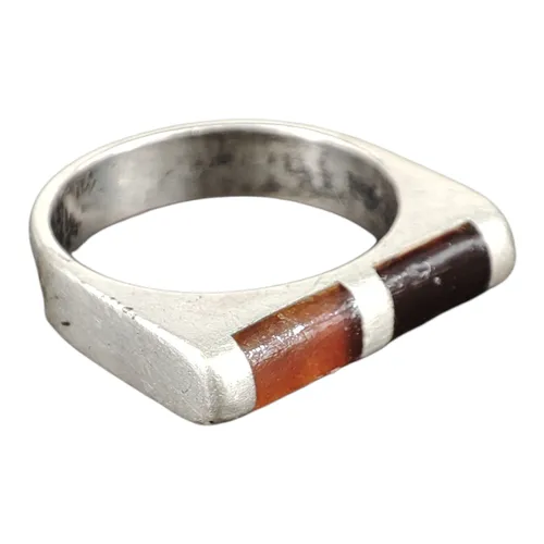 Bague en mtal argent et rsine faon ambre - taille 52 - Label Emmaus - Modalova