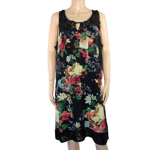 Robe Noire Fleurie Taille 48 - Label Emmaus - Modalova