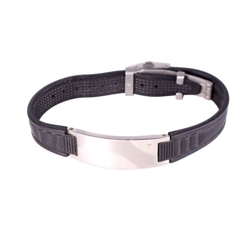 Bracelet homme acier caoutchouc et zirconium - Label Emmaus - Modalova