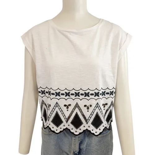 Tshirt broderie et strass - festonn sur le bas - taille S 36 38 - CMT - miss selfridge - Modalova