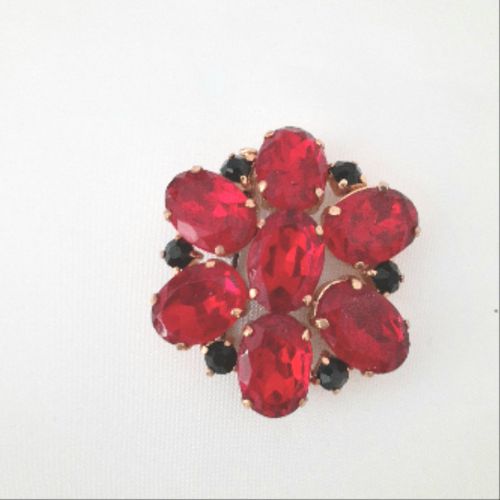 Broche fleur rouge et noire - Label Emmaus - Modalova