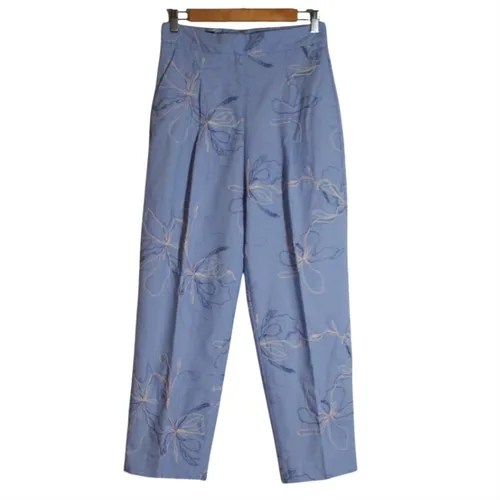 Pantalon - XS  Taille haute & broderies fleuries - zara - Modalova