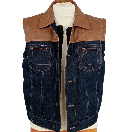 Doudoune homme de la marque sans manches en cuir vritable de couleur marine taille S (38) - kaporal - Modalova