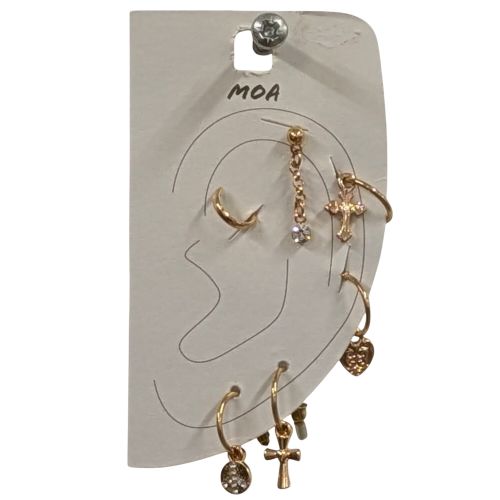 Lot neuf de 6 petites boucles d'oreilles Bijou en mtal et 1 strass cristal - moa - Modalova