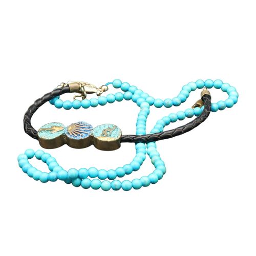Collier en turquoise et bracelet Saint Jacques de Compostelle - Label Emmaus - Modalova