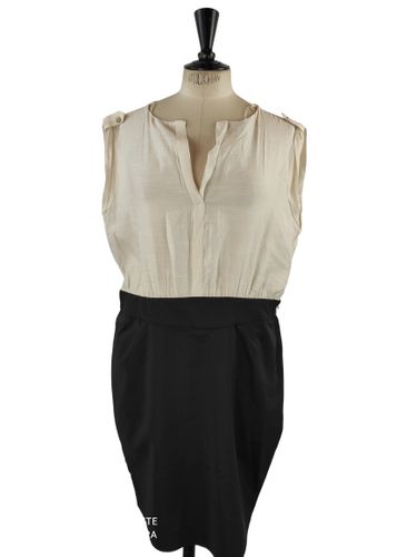 Robe bicolore écru et noir trompe-l'œil chic sans manches – SUIT – Taille XL - Mango - Modalova