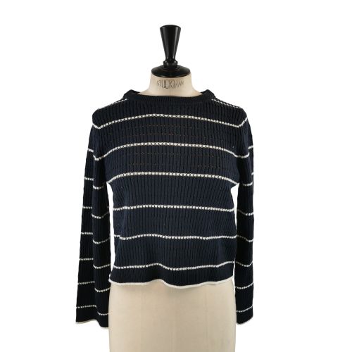 Pull crop marine rayé Taille S (estimé) - Label Emmaus - Modalova