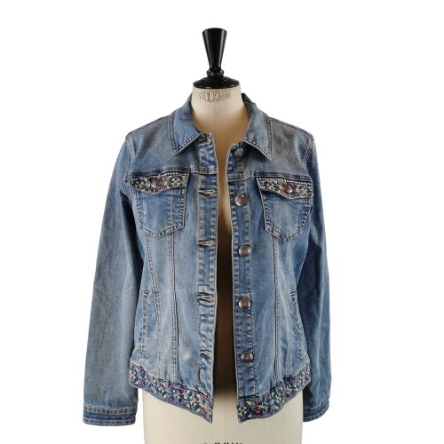 Veste en jean cintrée brodée – Taille M (estimée) – denim clair - Label Emmaus - Modalova
