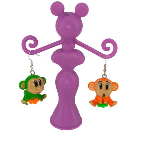 Paire de boucle d'oreille-Singe vert et orange- à partir de 6 ans - Label Emmaus - Modalova