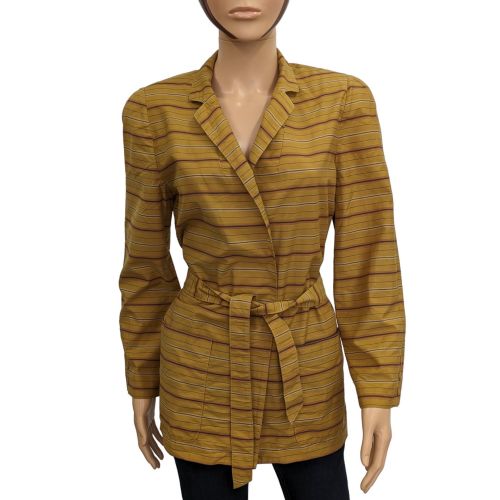 Veste Tailleur T M en cotonnade ocre  rayures vintage 70's - riggane - Modalova