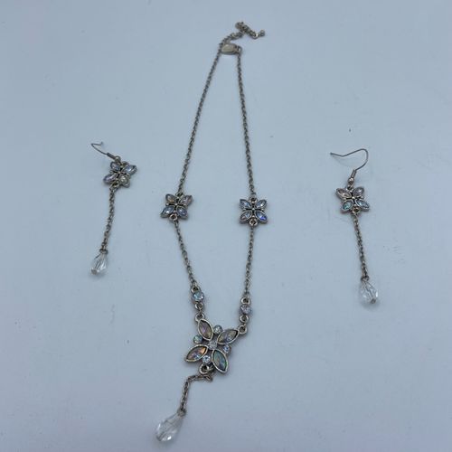 Lot collier et boucles d'oreilles "fleurs" - Argent et pierres - Label Emmaus - Modalova