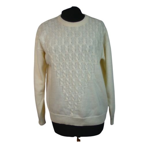 Pull, crème motifs torsades, taille 38 estimée - Label Emmaus - Modalova